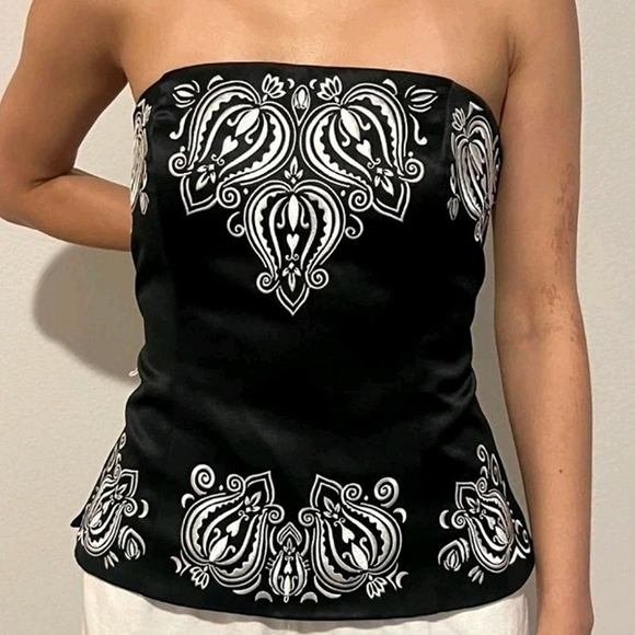 White House Black Market Tops - WHBM Black Corset Blouse